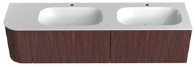 Mondiaz Kurve 175cm badmeubel ronding links ruby met 2 lades en 1 deur en wastafel big small dubbel/rechts 2 kraangaten