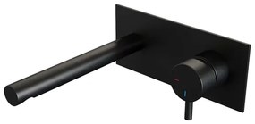 Brauer Black Edition Wastafelmengkraan inbouw - rechte uitloop links - hendel kort smal - afdekplaat - model B 1 - mat zwart 5-S-004-S5
