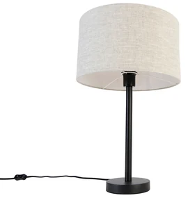 Moderne tafellamp zwart met boucle kap lichtgrijs 35 cm - Simplo Design E27 rond Binnenverlichting Lamp