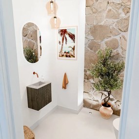 Mondiaz Joya DLux 40cm toiletmeubel shadow met wastafel faye midden zonder kraangat glace