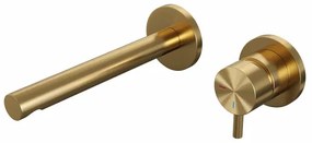 Brauer Gold Edition Wastafelmengkraan inbouw - rechte uitloop links - hendel middel dik - model E 1 - PVD - geborsteld goud 5-GG-004-S1-65