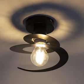 Moderne plafondlamp met zwarte spiraal kap - Scroll
