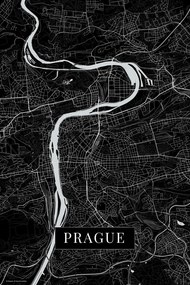 Kaart Prague black, (26.7 x 40 cm)