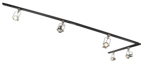 Modern railsysteem met 5 spots staal 1-fase  - Iconic Suplux
