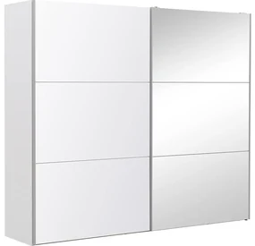 Goossens Kledingkast Easy Storage Sdk, 253 cm breed, 220 cm hoog, 1x 3 paneel glas schuifdeur li en 1x 3 paneel spiegel schuifdeur re