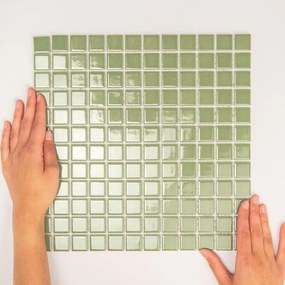 The Mosaic Factory Barcelona mozaïektegel - 30x30cm - wandtegel - Vierkant - Porselein Olive Green Glans AF230030