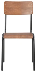 vidaXL Eetkamerstoelen 2 st massief multiplex staal bruin