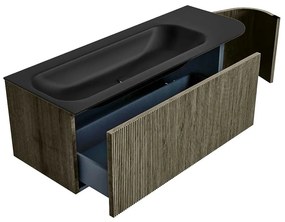 Mondiaz Kurve 125cm badmeubel ronding rechts shadow met 1 lade en deur en wastafel big medium kraangat links urban