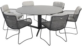 Embrace Aprilla dining tuinset 160 cm rond 7 delig HPL antraciet 4 Seasons Outdoor