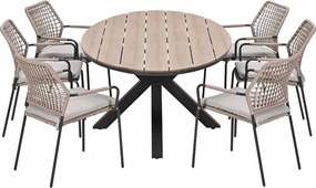 Garden Impressions Natas tuinset sand 7-delig - Tulli tuintafel ovaal 220x115 cm