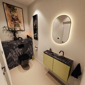 Mondiaz Ture DLux toiletmeubel 80cm oro met wastafel lava midden met kraangat