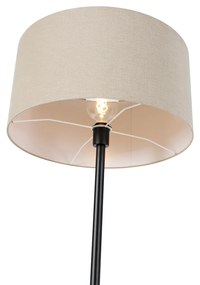 Vloerlamp zwart met kap licht bruin 50 cm - Simplo Design, Modern E27 rond Binnenverlichting Lamp