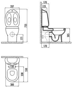 Sanigoods Feliz staand toilet wit met gele softclose zitting