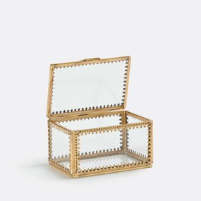 Rechthoekig vitrinekistje van glas en messing Stelia