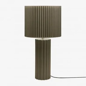 Tafellamp In Keramiek En Marvila-stof Leger Groen & ↑60 Cm - Sklum