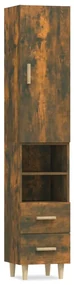 vidaXL Hoge kast 34,5x34x180 cm bewerkt hout gerookt eikenkleurig