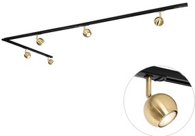 Modern railsysteem met 5 Spot / Opbouwspot / Plafondspots goud 1-fase - Iconic Gissi Modern GU10 Binnenverlichting Lamp