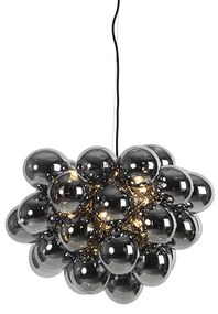 Eettafel / Eetkamer Design hanglamp zwart met smoke glas 8-lichts rond - Uvas Art Deco, Design G9 Binnenverlichting Lamp