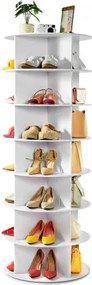 VEVOR Schoenenrek, Schoenenkast voor 28 paar schoenen (7 lagen), 360° draaibaar, Ruimtebesparende schoenenopbergkast, Schoenenrek voor slaapkamer, woonkamer, hal, Wit, 598 x 598 x 1620 mm