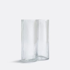 Vaas in geribbeld smoked glas H21 cm, Anija