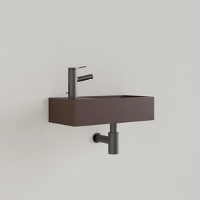 Sanigoods Nano fontein links choco bruin met kraangat 36x18cm