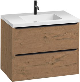 Saqu Salto Actie voorgemonteerd badmeubel incl. wastafel 80x52cm wild eiken/zwart