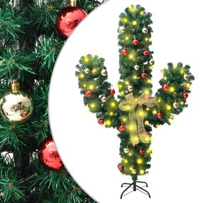 vidaXL Kerstcactus met standaard en LED's 210 cm PVC groen