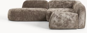 Modulaire teddy-bouclé hoekbank Wolke (4-zits) met chaise-longue