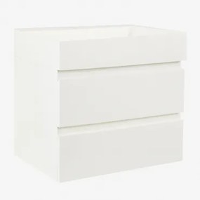 Ona Zwevend Badkamermeubelset Van Hout En Essenfineer Met Geïntegreerde Wastafel Wit & Spiegelloze & Zonder Kraan & ↔︎ 60 Cm - Sklum