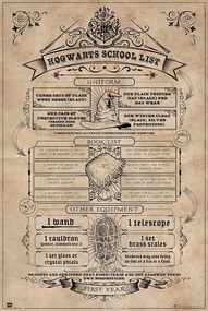 Poster Harry Potter - Zweinstein Schoolbenodigdhedenlijst, (61 x 91.5 cm)