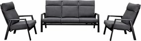 Showroommodel Vegas stoel bank loungeset 3 delig verstelbaar antraciet aluminium