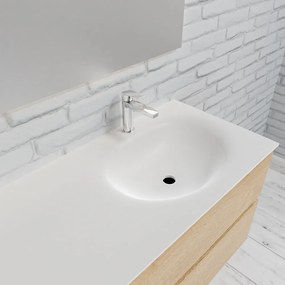 Zaro Sevilla Solid Surface badmeubel 120cm licht eiken 1 kraangat spoelbak rechts met 2 lades