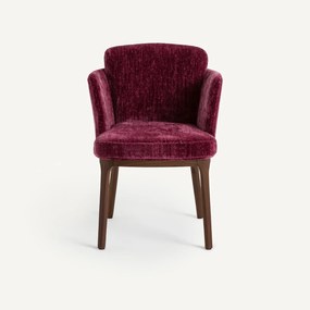 Tafelstoel met poten van notenhout en fluweel, Jabote