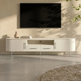Beige Tv-meubel Met Ribbels 200 Cm - 200x45x45cm.