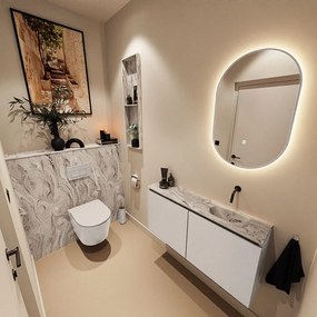 Mondiaz Ture DLux toiletmeubel 100cm linen met wastafel glace rechts zonder kraangat