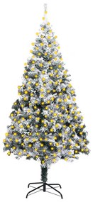 vidaXL Kunstkerstboom met LED's en sneeuwvlokken PVC 300 cm groen