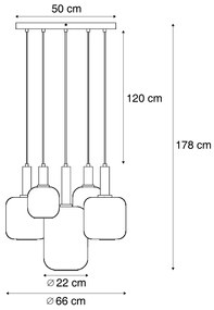 Hotel Chique hanglamp zwart en goud met groen glas 5-lichts - Zuzanna