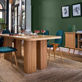Rechthoekige eettafel, eiken en grenenfineer, 6 tot 8 couverts, LATTI