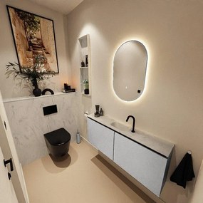 MONDIAZ TURE-DLUX 120cm toiletmeubel Plata. EDEN wastafel Opalo positie midden. Met 1 kraangat. TUREDX120PLAM1OPA