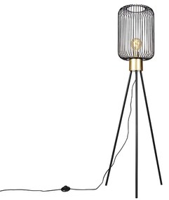 Design vloerlamp zwart met goud - Mayelle Modern E27 rond Binnenverlichting Lamp