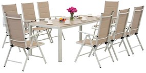 Aluminium tuinmeubelen met grote Polywood Verona tafel voor 8 personen Garden Point beige