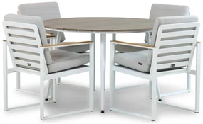 Tuinset Ronde Tuintafel 4 personen 125 cm Aluminium/Aluminium/polywood Wit Santika Furniture Soray