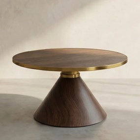 Ronde Salontafel Walnoot - 70 X 70cm.