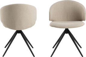 NELA NELA Beige (stof Basel 24)/zwarte poten - MODERNE GESTOFFEERDE DRAAISTOEL VOOR WOONKAMER/EETKAMER/KANTOOR LOFT