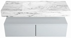 Mondiaz Alan DLux badmeubel 120cm clay 2 lades met wastafel glace midden zonder kraangat