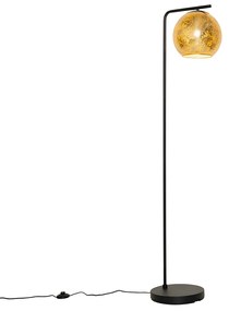 Design vloerlamp zwart met goud glas - Bert