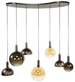 Hanglamp 4+3-lichts Bruin