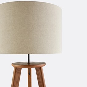 Eiken en linnen driepoot vloerlamp, Larso