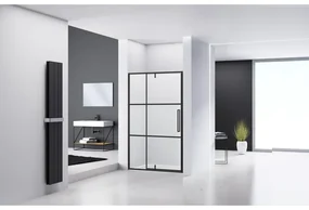Van Rijn Products ST04 Nisdeur zwart incl. glasbehandeling 6mm glas, 2 lijnen zeefdruk L/R draaiend 1380-1400 x 2000 ST04300140