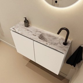 Mondiaz Ture DLux toiletmeubel 80cm talc met wastafel glace rechts met kraangat